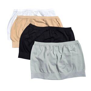 NIP | 4-Pack Lightweight Seamless Bandeau Set | Strapless Bralette | Unpadded |